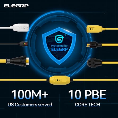 Image of ELEGRP 50 Amp Generator RV Cord 15 FT and Power Inlet Box, Pre-Drilled Generator Inlet Box, NEMA 14-50P to NEMA SS2-50R 6 /3+8 /1 Gauge STW Generator Cord Waterproof Combo Kit, UL Standard Compliant