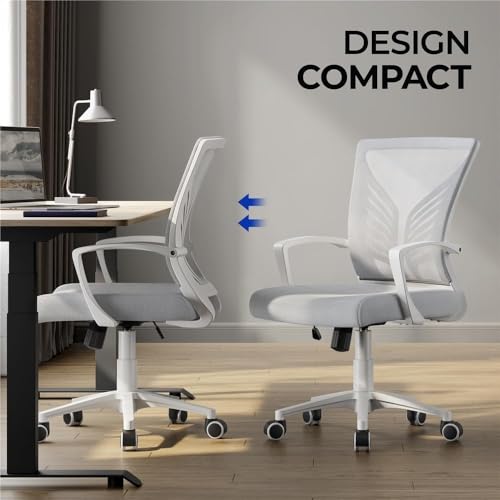 Chaise bureau ergonomique robuste 136kg pivotante gris clair