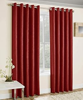 Enhanced Living - Vogue Red , Eyelet Curtain, Dimout, Thermal, Blockout Curtain (Width - 46" (117cm) x Drop - 54" (137cm))