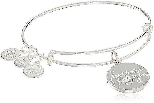 Alex and Ani Because I Love You With Swarovski® Crystal Shiny Silver Bangle Bracelet