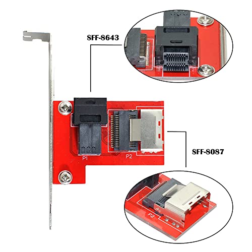 Nfhk Pci-Express 4.0 Mini Sas Sff-8087 To Sas Hd Sff-8643 Pcba Female Adapter With Bracket #TOP2