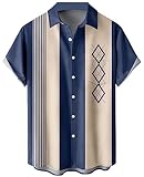 Camisas retro de bolos para hombre, camisa hawaiana de playa, vintage, manga corta, camisa de campamento Aloha, Aa Geometría Vintage, XXX-Large