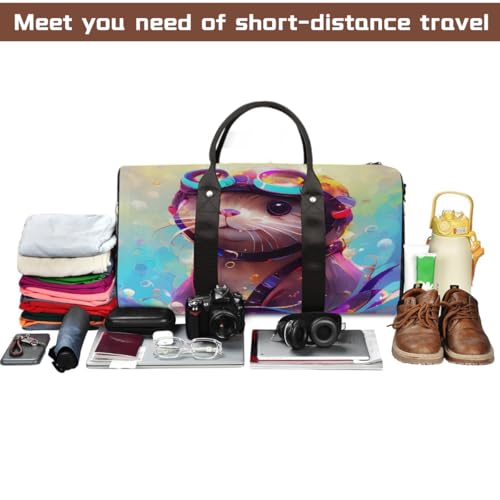 Cute Otter Travel Duffel Bag for Women Men, Colorful Sea Animal Sport Tote Gym Bag Foldable Weekender Overnight Bag Waterproof Carry On Luggage Bag4