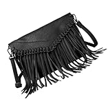 CLISPEED Bolso Bandolera Mujer Elegante con Flecos Bolso de Hombro y Bandolera para Diario Shopping y Viajes Diseño Versátil y para Mujer