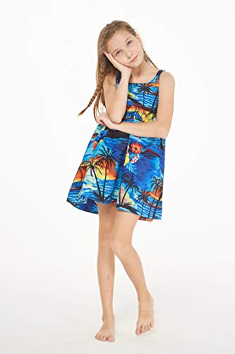 Image of Hawaii Hangover Family Matching Hawaiian Clothes, Sunset Blue | Family matching Hawaiian outfits, Sunset Blue, 100% cotton, machine washable, tropical floral print, luaus, cruises