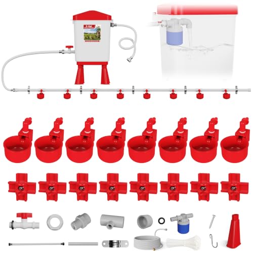 Flapiki Complete Set Pipeline Automatic Chicken Waterer System 3 Gallon