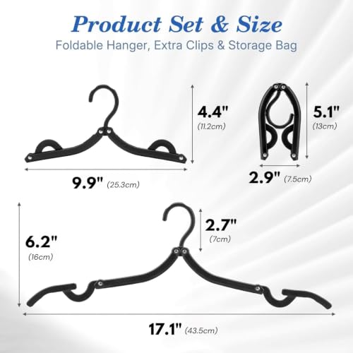 Image of 12 Pcs Foldable Plastic Clothes Hangers Portable Travel Folding Garment Hanger Multi Use for Wardrobe Baby Clothing Trip Outdoor