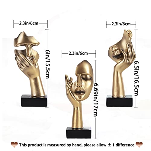 Oliruim 3 Pcs Thinker Statue, Golden Black Abstract Art Sculpture Modern Home Decoration Desktop Decoration Christmas New Year Gift (3 Pcs Gold) #TOP2