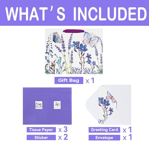 13-Large-Purple-Gift-Bag-Set-with-Greeting-Card-and-Tissue-Paper-Lavender-and-3D-Butterfly-Womens-Birthday-Girls-Party-Mothers-Day-Wedding