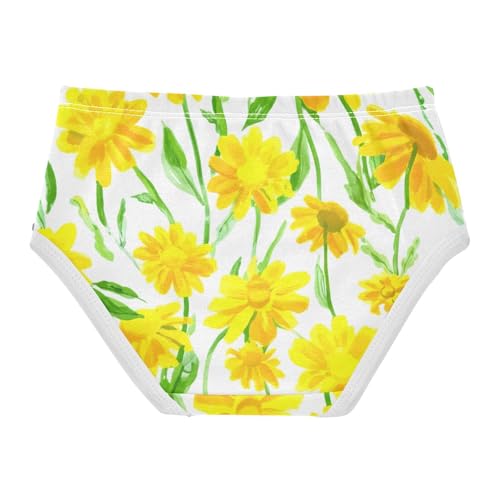 Cotton Girls Underwear Toddlers Yellow Daisies Green Leaves Little Girl Panties Artistic Briefs Undies Kids 2t2