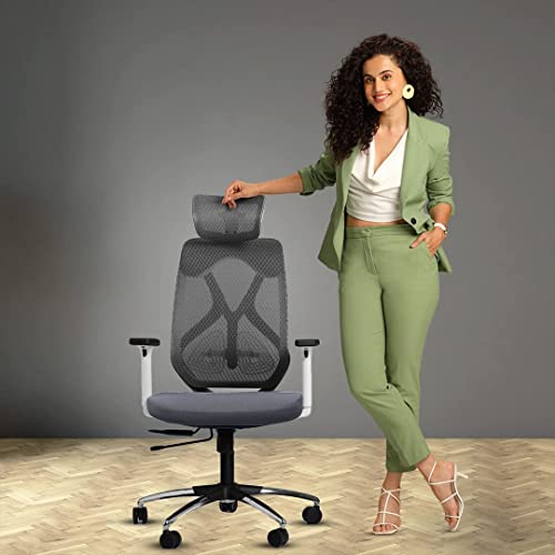Image of Green Soul Zodiac Pro Office Chair(White & Grey) Jupiter High-Back Mesh Ergonomic Chair (Black Grey)