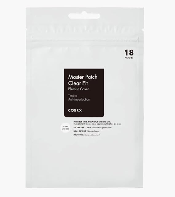 COSRX Master Pimple Patch Clear Fit 18 Patches in1 Size | Hydrocolloid Pimple Patches for Blemish, Zit, Spot, Pimple Treatment | Fast Healing Ane Patch