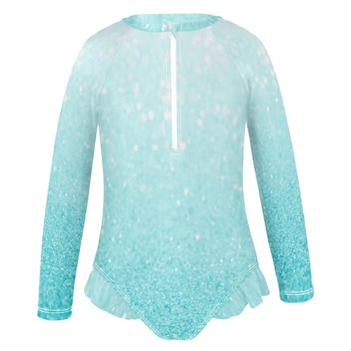 CHIFIGNO Long Sleeve One Piece Girls Swimsuit Light Blue Gradient One Piece Bathing Suit for Girls 3T2
