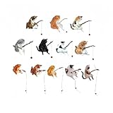 水槽用 釣り猫 置物 12個セット リアルな子猫フィギュア 樹脂製 ミニチュア装飾 アクアリウム オブジェ 室内・屋外飾り