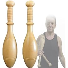2lb Solid Wood Exercise Club Bells Exercise Club for Strength Training Full Body Workout and Rehabilitation Wood Indian Clubs