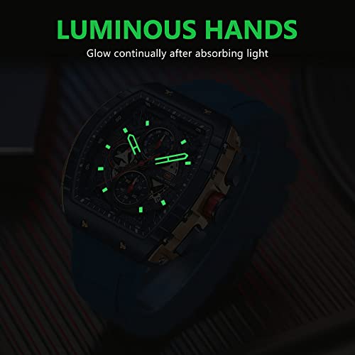 Image of MINI Focus Men's Multifunctional Chronograph Watch for Men with Date, and 24-Hour Sub-Dial, Water Resistant Square Dial Unique Design for Sports, Party, Gifting - (MF0399G)