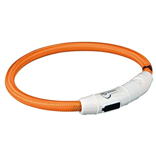 Trixie Leuchthalsband für Hunde M-L, 45 cm, pink – Leuchtendes Hundehalsband, ideal für Spaziergänge im Dunkeln – Aufladbar und individuell einstellbar - 12707