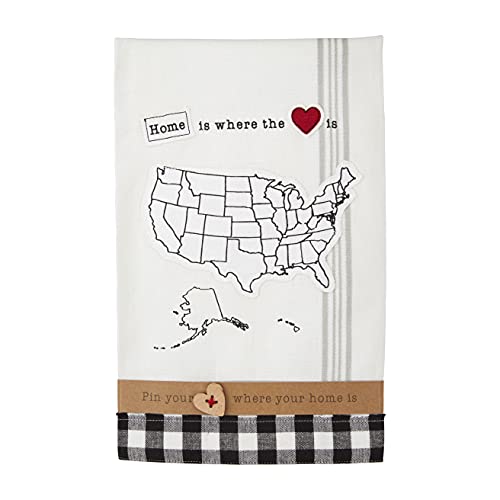 Mud Pie Personalizable Towel, Home Is Where The Heart Is, White, 26" X 18.5" #TOP20