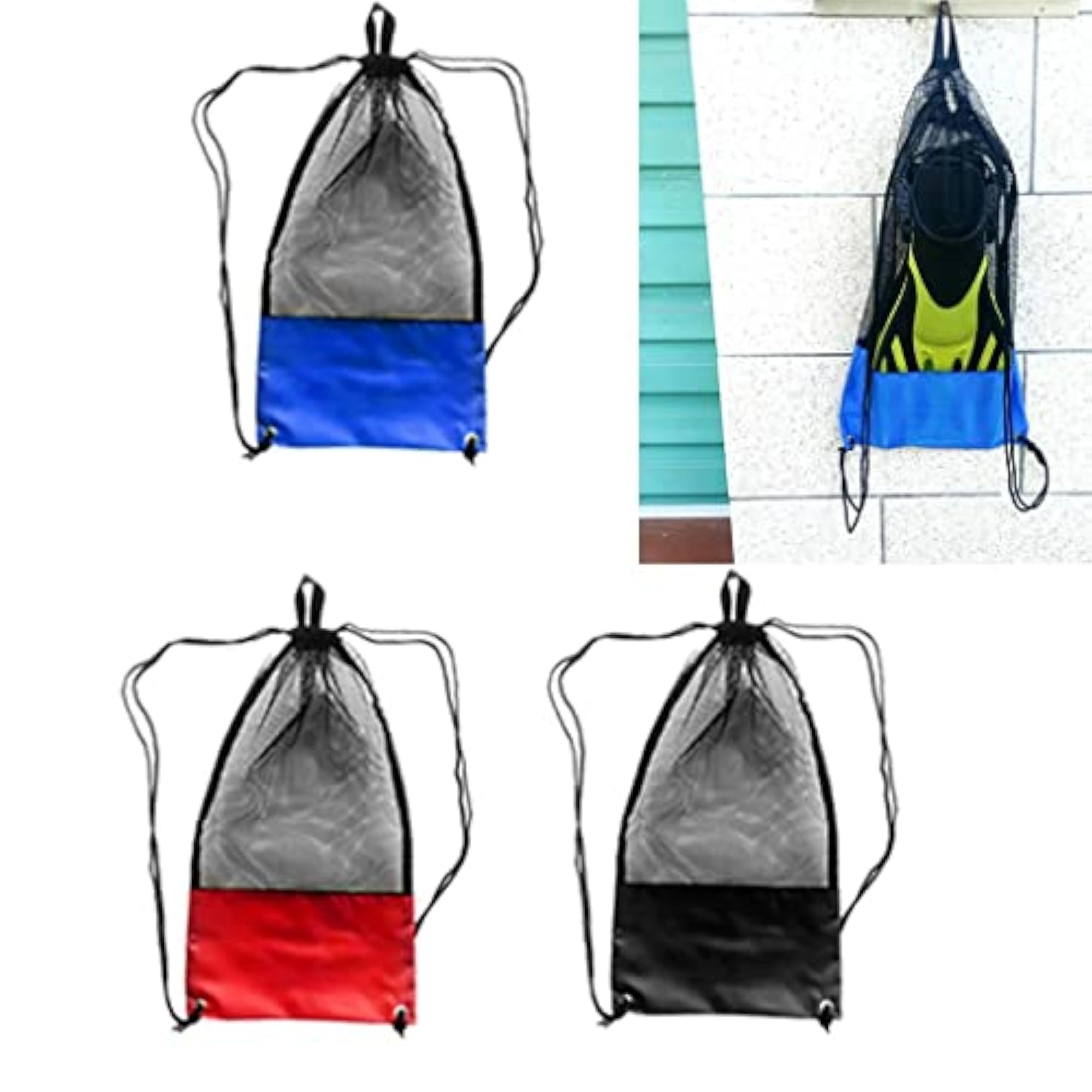 3pcs Scuba Diving Drawstring Mesh Stuff Sack Bag