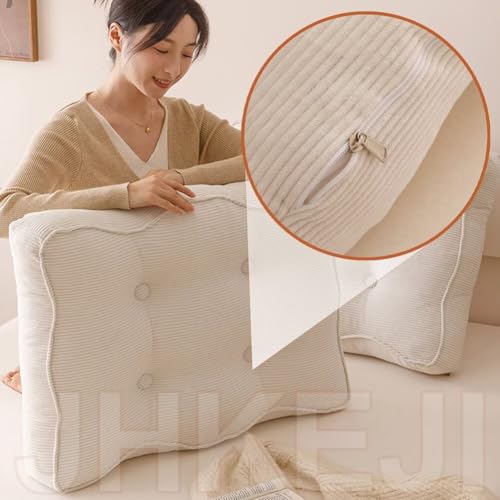 Coussin de dossier pour lit 60x55x15cm en cordon marron lavable