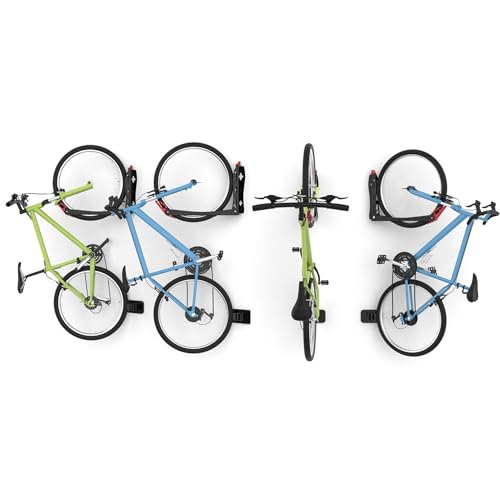 WALMANN BIKEPAL No Lifting Wall Mount Swivel Bike Rack, Wall Bike Hangers for Garage Space Saving Vertical Bike Storage(4 Pack)