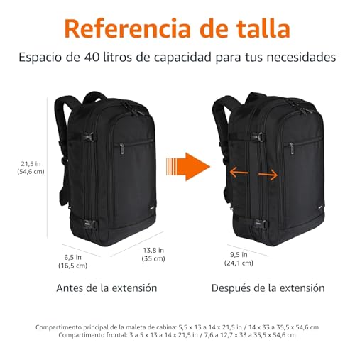 Mochila de viaje 40L para evitar facturar equipaje de mano con portátil de 17 pulgadas 3