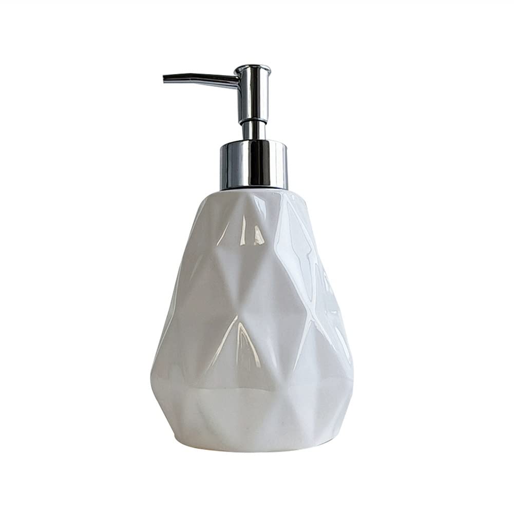 Set dispenser di sapone in ceramica a rombo tridimensionale a righe lozione bottiglia liquido 400 ml/14 oz casa