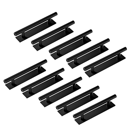 DBTHTSK 10 Pack Self-Stick Push Pull Helper ABS Plastic Wardrobe Handle Instant Cabinet Drawer Furniture Handles (Black)
