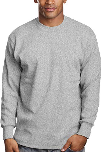 PRO 5 Super Heavy Mens Long Sleeve T-Shirt, Large, Heather Grey
