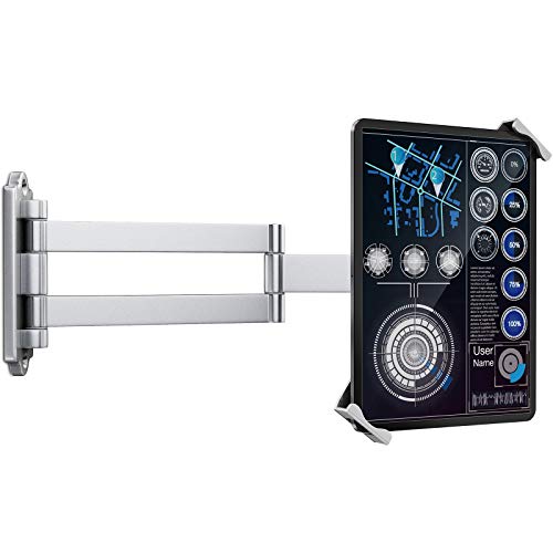 AboveTEK Tablet Wall Mount - Fits 7 to 11 Inch Tablets Including iPad, Galaxy Tab, Slate, Fire and More -Anti Theft Security Lock and Key - Adjustable Long Arm Articulating Swivel Holder (Silver) by AboveTEK - Used condition - CA$50.39