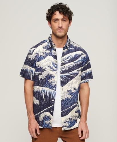Superdry Para Hombre. M4010620A Camisa Hawaiana De Manga Corta Marino (Xl), Casual, Modal - 2