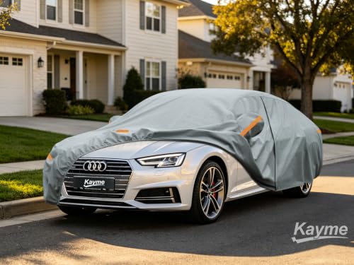 Image of Kayme Heavy Duty Car Cover Custom Fit Audi A4 /S4(1994-2025), Waterproof All Weather for Automobiles, Full Exterior Covers Sun Rain UV Protection.