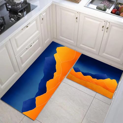 Tapis de cuisine lavable contre les glissades devant évier motif montagne