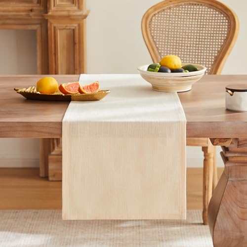 ZeeMart Rustic Cotton Linen Table Runner, 13x72 Inches Cream, Farmhouse Style Cream Table Runners 72 Inches Long, Washable Kitchen Dining Table Decoration for Home Party Decor by ZeeMart - Image 4