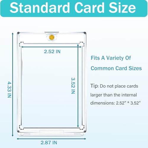 25ct 35pt Magnetic Card Holder for Sports Cards Baseball Football Basketball Trading Card Protector Safe Card Slabs Semi Rigid One Touch Hard Plastic Thick Cases