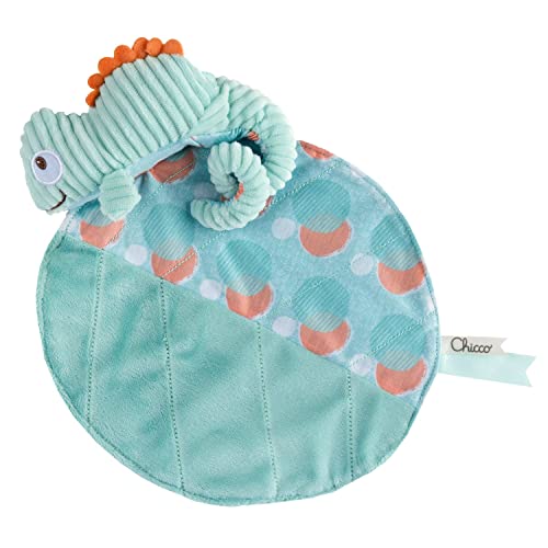 Chicco Peluche Dou Dou Camaleonte, Peluche Neonati a Forma di Camaleonte, in Morbido Tessuto, Lavabile in Lavatrice, Confezione con Plastica Riciclata