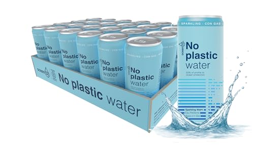 Agua con gas en lata No Plastic Water de Ocean52. Agua Mineral con gas - Pack 24 unidades x 33cl. Agua con gas en pack de 24 latas de 33cl. Agua mineral con gas en lata. Agua mineral con gas pack 24.