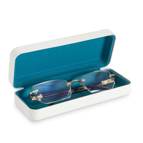 Image of TRIUMPH VISION Sunglasses Case Hard Shell Glasses Case Eyewear Eyeglasses | Sunglass Eyeglass Hard Case for Women and Men Metal PU Leather Lined Storage with Microfiber Cleaning Cloth Protection
