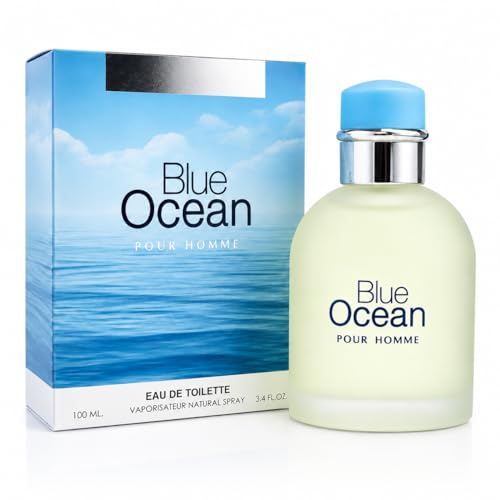 Idea Liftoff Blue Ocean Cologne for Men Bright Aquatic Eau de Parfum Spray Mediterranean Mandarin Grapefruit Pepper Fragrance 3.4 Fl Oz / 100 ml