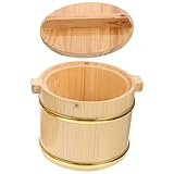 BESPORTBLE Barril de Arroz de Madera con Tapa para Sushi Cubo Organizador de Arroz Cocido Contenedor Práctico y Fácil de Limpiar para Restaurante y Cocina Diseño Sencillo y Seguro