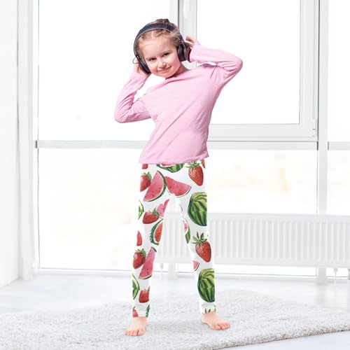 Boccsty Cute Watercolor Watermelon Strawberries Girls Leggings Kids Yoga Pants Dance Active Tights 4T4