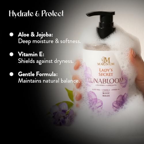 Image of Lady's Secret Lunabloom Body Wash 300ml - Hydrating Aloe Vera & Jojoba Oil, Vitamin E, Floral Fragrance of Neroli, Jasmine & Musk, Luxurious Gentle Daily Cleanser, All Skin Type