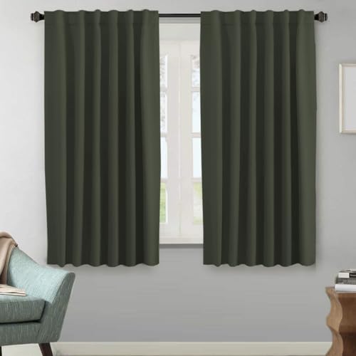 Image of H.VERSAILTEX Blackout Curtains Thermal Insulated Window Treatment Panels Room Darkening Blackout Drapes for Living Room Back Tab /Rod Pocket Bedroom Draperies (2 Panels, Olive, 52 x 63 Inch)