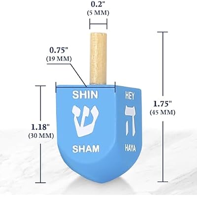 Zion Judaica Colored Wooden Dreidels 1.75 Medium Size Driedel 10 Pack Drydels in a Ziplock Bag Bulk Pack Colorful Dreidels Spinning Tops Chanukah Game Driedels for Kids Traditional Hanukkah Toy