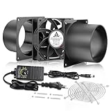 GDSTIME 120mm Rohrventilator 230V Abluftventilator 120x120 Regelbar Rohrlüfter 3000U/MIN Kanalventilator mit DC 4V -12V Geschwindigkeit Kontrolle für 3D-Laser Growzelt Garage Gewächshaus
