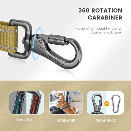 Image of IOKHEIRA Dog Seat Belt 3-in-1 Car Harness for Pets Adjustable Safety Seatbelt Nylon Reflective Bungee Fabric Dog Car Harness with Clip Hook Latch & Buckle, Swivel Zinc Alloy Carabiner (Green)