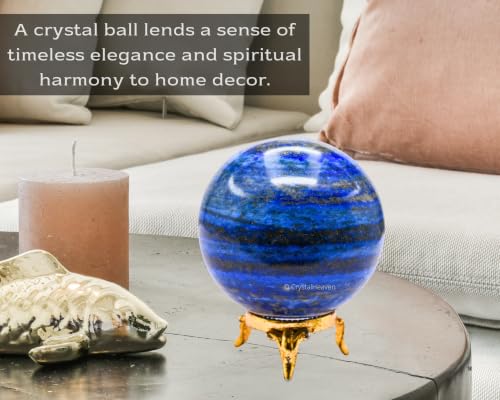 Image of Certified Lapis Lazuli Crystal Ball for Meditation - Premium Crystal Vastu Items for Home and Feng Shui Items for Good Luck - Ideal for Pooja Supplies and Spiritual Practices (2.5 inch Inch)