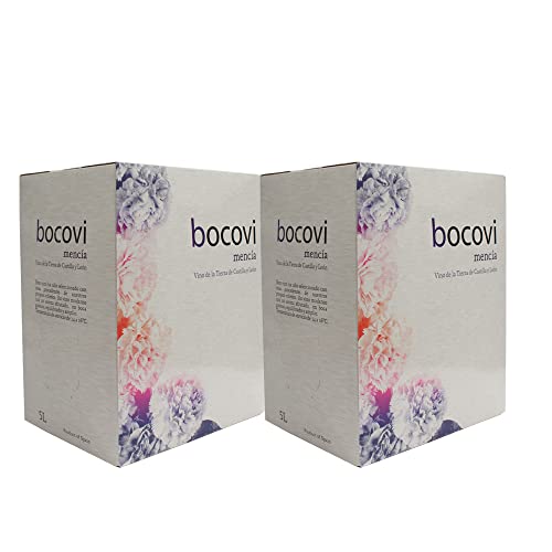 Bag in Box Vino Tinto Mencía | Vino Joven del Bierzo | 2 Cajas de 5 litros de Vino Tinto con Grifo |