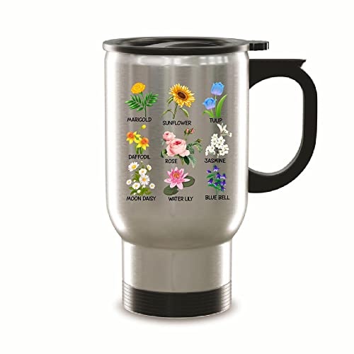 Flowers Sunflower Marigold Tulip Aesthetic For Flower Lover 14Oz Steinless Steel Travel Mug #TOP3