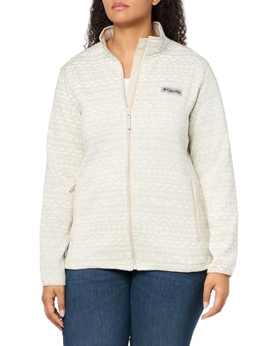 Columbia Women's Sweater Weather Print Full Zip, White Madras Tonal, X-Large